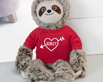 My Valentine Personalized Plush Sloth, Stuffed Animals, Kids Gift, Valentine's Day Gift, Gifts for Her, Sloth Stuffed Animal