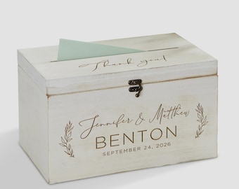 Personalized Wedding Wood Card Box – Custom Engraved Marriage Keepsake Box