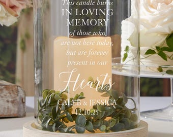 Wedding Memorial Personalized Hurricane – Candle Holder – Wedding Centerpiece – Custom Wedding Gift – Table Decor – Wedding Shower Gift