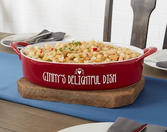 Made With Love Personalized Oval Baking Dish, Personalized Mother's Day Gift, Personalized Kitchenware