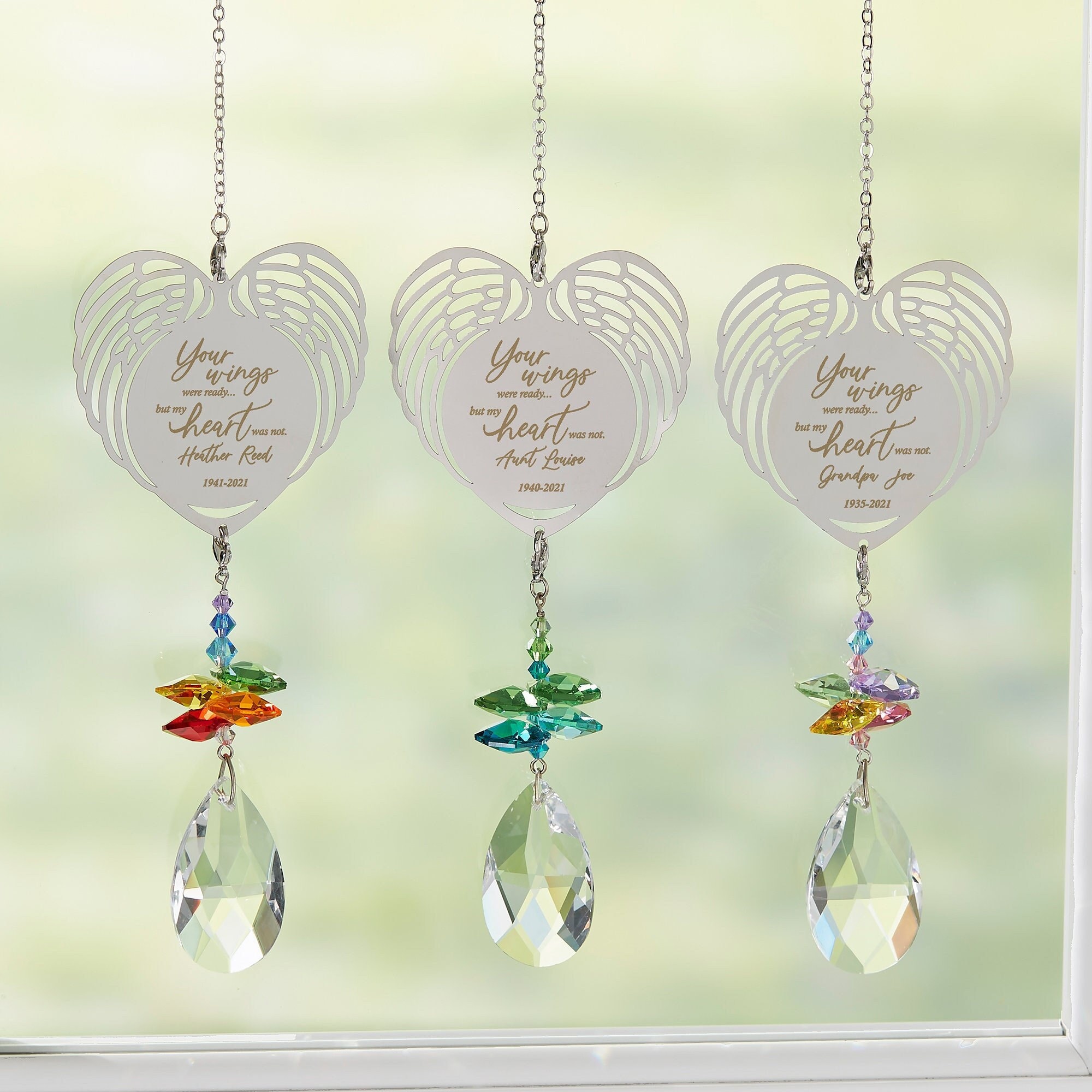Your Wings Personalized Memorial Heart Suncatcher, Memorial Suncatcher, Memorial Gifts