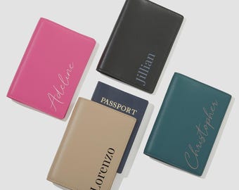 Personalized Simple Name Passport Case – Custom Leatherette Passport Holder – Travel Gifts for Men and Women
