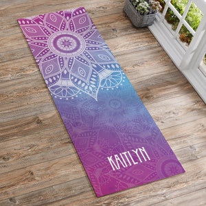 Mandala Personalized Yoga Mat, Yoga Accessories, Gifts for Her, Yoga Gifts