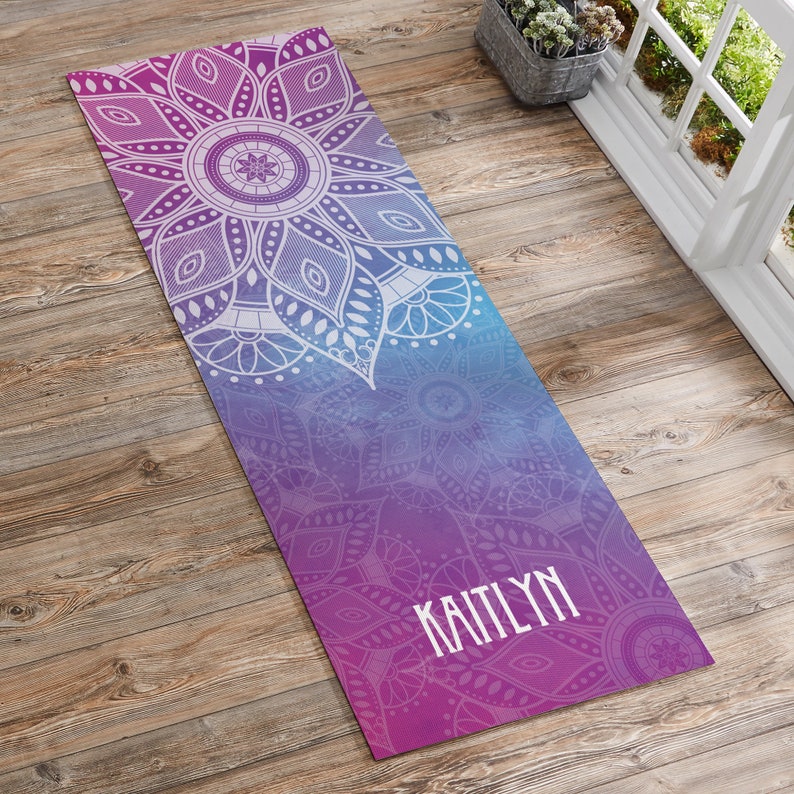 Mandala Personalized Yoga Mat, Yoga Accessories, Gifts for Her