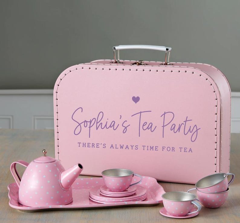 Personalized 15 pc. Pink Polka Dot Tea Set – Personalized Toys for Kids – Personalized Kid Gift – birthday gift for girls – custom tea set image 10