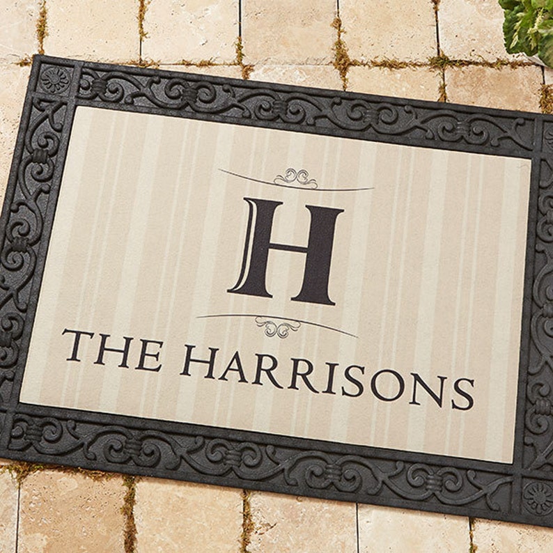 Elegant Monogram Personalized Doormat Housewarming Gifts Etsy