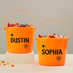 Spider Name Personalized Halloween Light Up Treat Bucket, Trick or Treat Bucket, Candy Bucket, Trick or Treating, Halloween Candy Storage