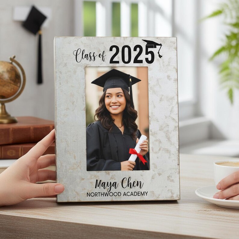 Grad Box Frame Class of Graduation Galvanized Box Picture Frame – Personalized ...