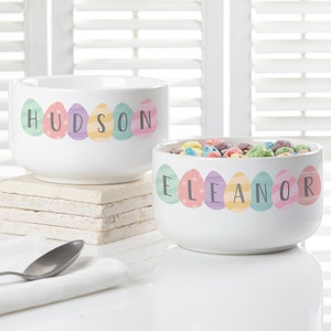 Happy Easter Eggs Personalized Kids Cereal Bowl – Easter Gifts – Kids Gifts – Easter Egg – Happy Easter – Gifts For Kids – Easter