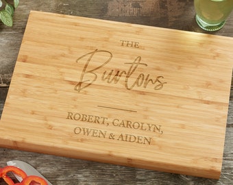 Classic Elegance Family Personalized Bamboo Cutting Board,, Gifts for Her, Family Gifts, Housewarming Gifts, Personalized Cutting Boards