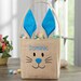 Bunny Face Personalized Blue Burlap Easter Treat Bag, Boy Easter Basket, Kids Easter Basket, Easter Gift, Personalized Easter Basket 