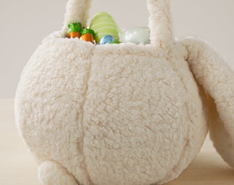Personalized Sherpa Bunny Easter Bag - Embroidered Name Treat Bag For Egg Hunts