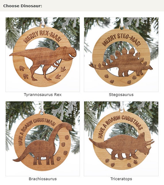 Dinosaur Personalized Wood Ornaments