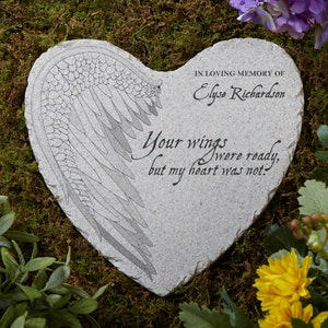 Your Wings Personalized Memorial Heart Garden Stone, Personalized Memorial Gifts, Gifts for Sympathy