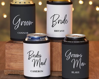 Classic Wedding Party Personalized Can & Bottle Wrap, Wedding Party Gifts, Bridesmaid Gifts