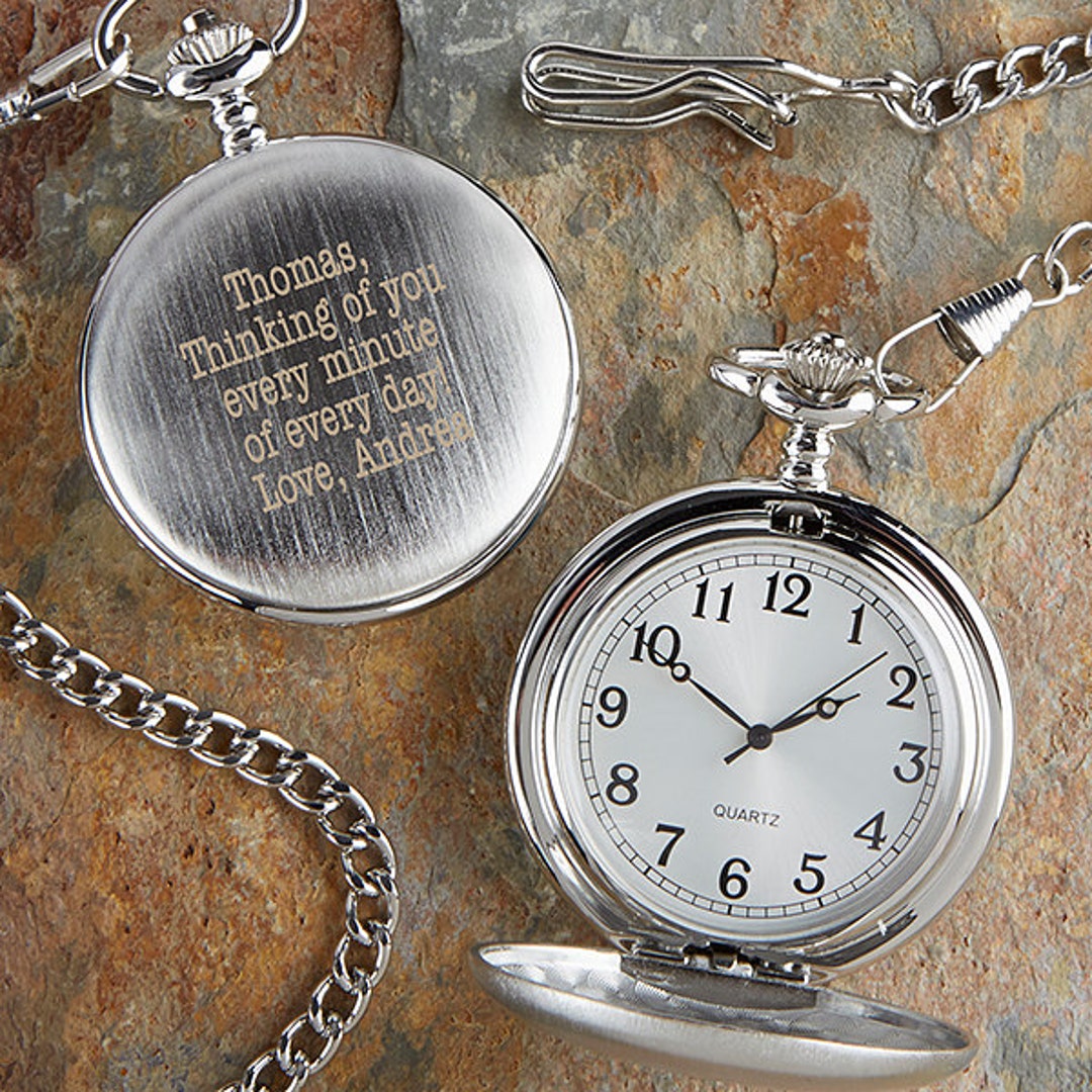 Herrington Engraved Silver Pocket Watch Gifts for Him - Etsy Canada