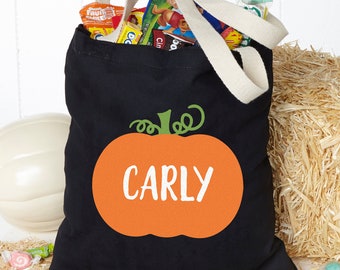 Personalized Halloween Trick or Treat Bag – Custom Pumpkin Tote Bag