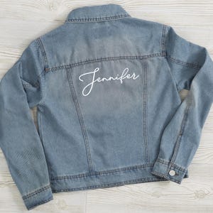 Classic Name Embroidered Jean Jacket, For Her, Jeanjacket, Cool, Summer, Fall, Embroidered, Women&#39;s Jacket, For Women, Custom, Personalized