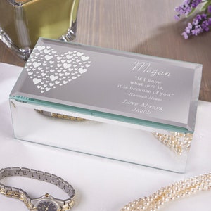Love Is Kind Engraved Mirrored Small Storage Box, Gifts for Her, Romantic Gifts, Engraved Jewelry Box, Wife Gift, Engagement Gift