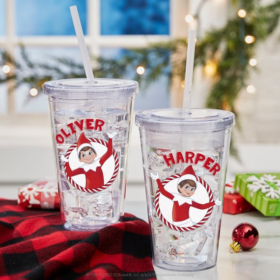 Custom Christmas Elf Tumbler with Straw, Personalized Name Holiday Tumbler,  Christmas Travel Mug, Elf On The Shelf Tumbler, Christmas Cup