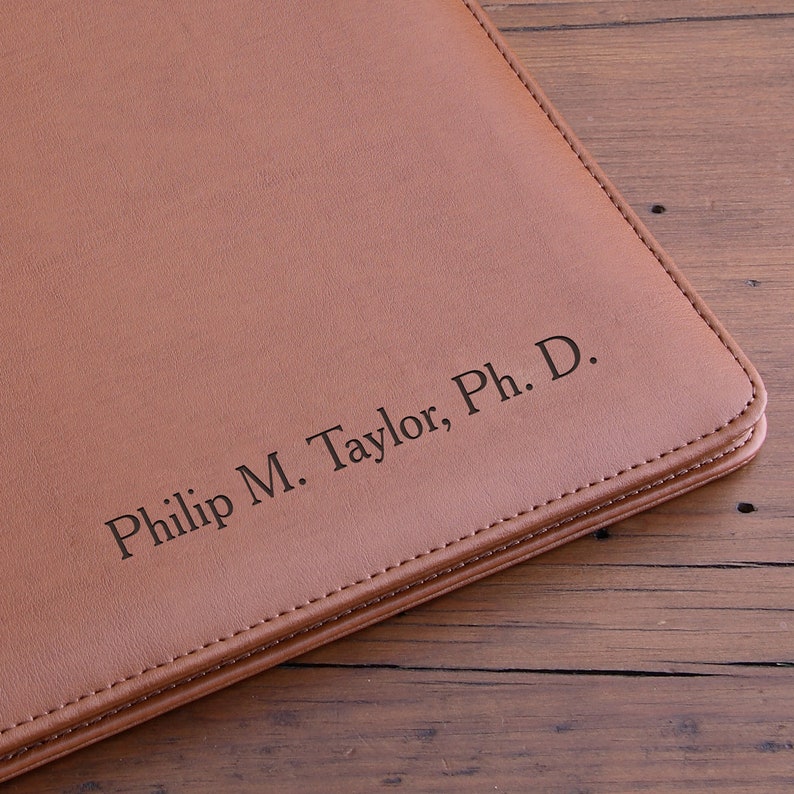 Executive Tan Leather Personalized Portfolio Custom Etsy