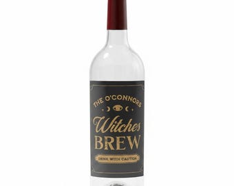 Personalized Halloween Wine Bottle Label – Custom Mystic Coven Wine Label – Spooky Party Decor Halloween Hostess Gift
