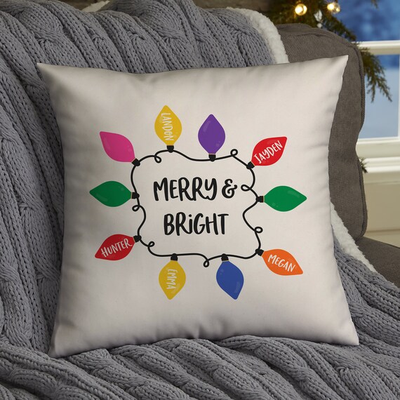 Holiday Lights Personalized Christmas Throw Pillow Personalized Christmas Decor Personalized Christmas Gift Home Decor Christmas Decor Etsy Canada
