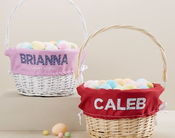 Personalized Pop Pattern Easter Basket – Custom Kids Name Easter Egg Hunt Basket – Children's Printed Easter Bunny Gift Basket