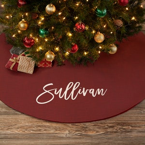 Scripty Name Personalized Christmas Tree Skirt, Custom Tree Skirts, Personalized Christmas Home Decor, Christmas Decor