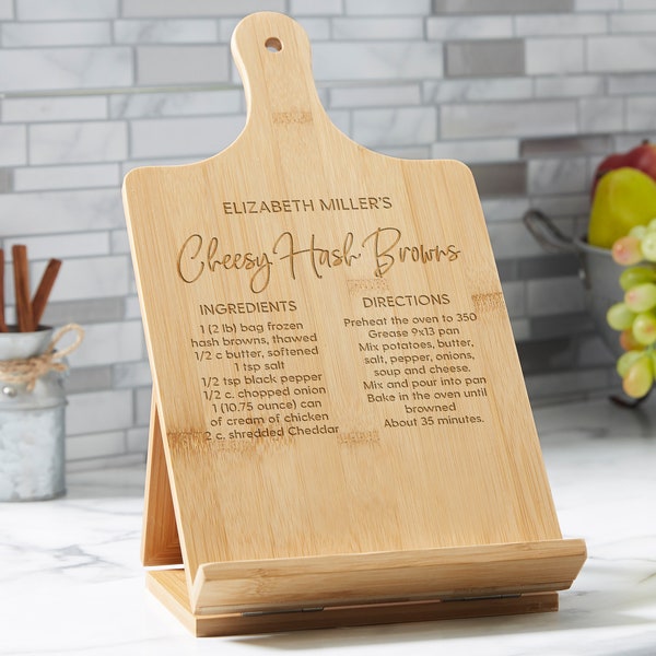 Favorite Family Recipe Personalized Bamboo Cookbook & Tablet Stand, Engraved Cookbook Stand, Tablet Stand, Kitchen Cookbook Stand, Decor