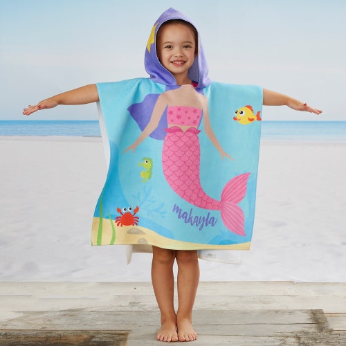 Mermaid Embroidered Personalised Towel Bath Sheet Swimming Towel Swimming Badge 