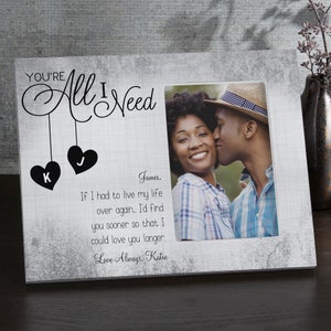 You're All I Need Personalized Picture Frame, Gifts for Her, Love Gifts