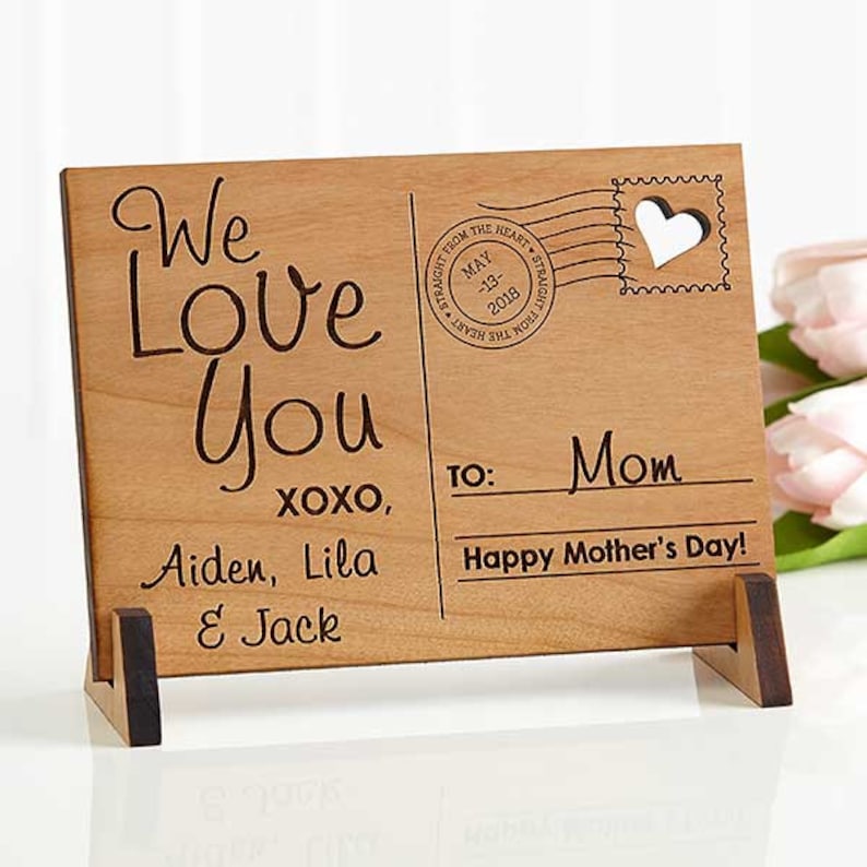 Love To Mom Personalized Wood Keepsake, Mother's Day Gifts, Gifts for Mom image 1