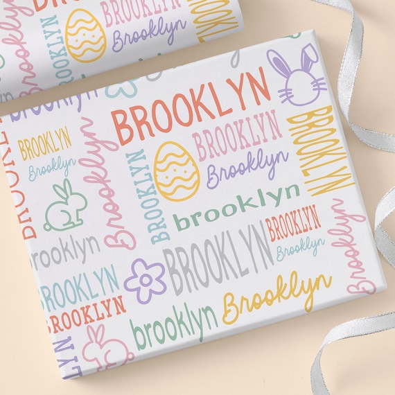 Personalized Easter Wrapping Paper: Repeating Name Gift Wrap Roll