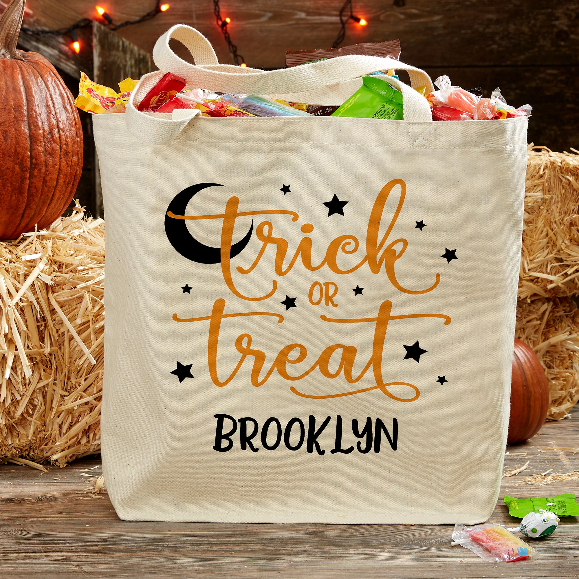 Halloween Trick or Treat Personalized Canvas Tote Bag – Personalized ...