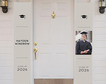 Personalized Photo Graduation Door Banner Set – Custom Class Year Party Banners – Modern Graduation Decor for Graduate