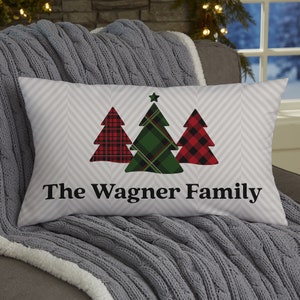 Plaid & Prints Personalized Christmas Lumbar Throw Pillow, Family Custom Pillow, Christmas Home Decor, Gifts for Christmas, Christmas Decor