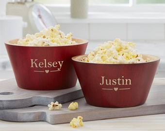 The Wedding Couple Personalized Small Red Bamboo Bowl – Custom Wedding Serving Bowl – Newlywed Kitchen Gift