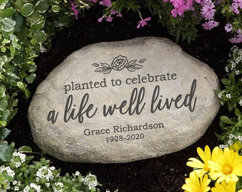 Planted to Celebrate a Life Personalized Memorial Garden Stone, Personalized Memorial Gift, Custom Sympathy Garden Stone