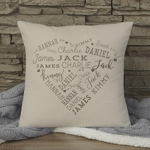 Personalized Heart Name Pillow – Mother's Day Gift – Custom Family Pillow