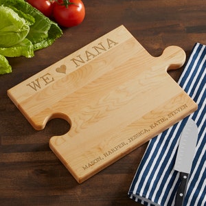 We Love Engraved Puzzle Piece Cutting Board, Gifts for Her, Gifts for Mom, Mother's Day Gift, Personalized Cutting Boards