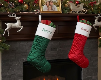 Personalized Christmas Stocking – Custom Embroidered Holiday stockings for family & Friends - Personalized Stockings with names