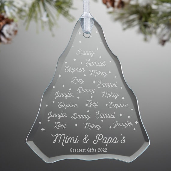 2022 Gauranteed Ship Days For Christmas Grandkids Christmas Tree Engraved Glass Ornament Gifts For | Etsy