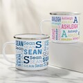 Trendy Repeating Name Personalized Enamel Mug, Toddler Cup, Little Kid's Cup, Sippy Cup, Birthday, Christmas, Baby Cup, Cute Mug, Names Mug