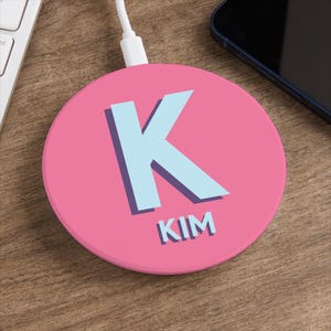 Shadow Name Personalized Wireless Charging Pad, Wireless Phone Charger, Tech Accessories, Phone Accessories, Charger