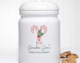 Candy Cane Kitchen Personalized Cookie Jar – Grandma's Snack Jar – Candy Jar – Gift For Her – Christmas Gift – Christmas Cookie Jar