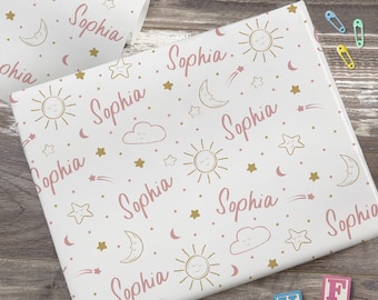 Baby Celestial Personalized Wrapping Paper, Personalized Baby Wrapping Paper, Baby Gift Wrap, Baby Birthday Wrapping Paper, Baby Shower