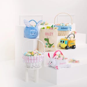 Embroidered Construction Truck Easter Basket – Custom Easter Toy Basket for Kids – Personalized Easter Basket – My First Easter Baby Basket bild 6