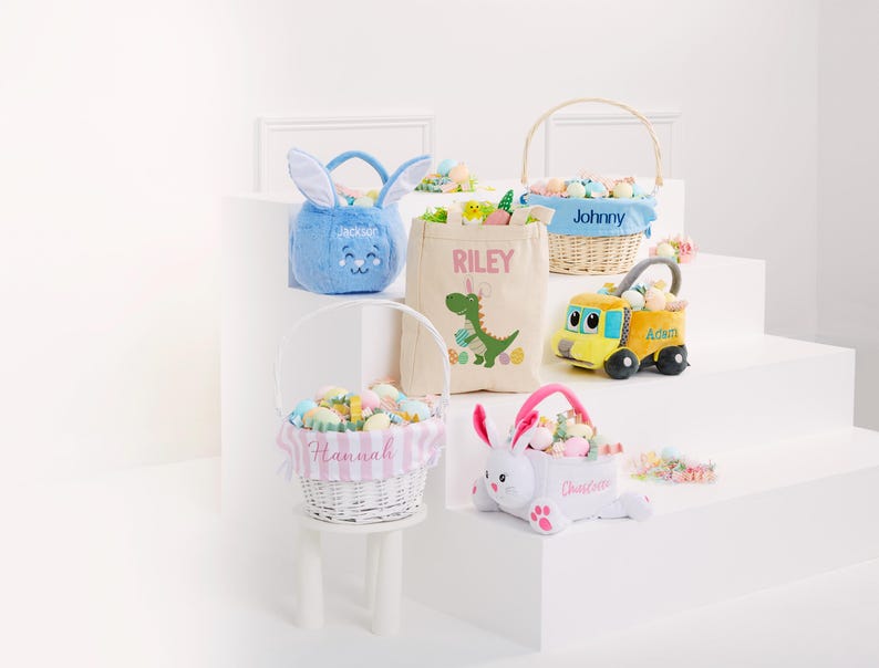 Embroidered Construction Truck Easter Basket – Custom Easter Toy Basket for Kids – Personalized Easter Basket – My First Easter Baby Basket bild 6