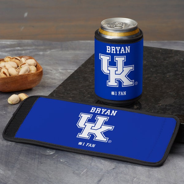 NCAA Kentucky Wildcats Personalized Can & Bottle Wrap, March Madness Gift, Gifts for Him, Sports Gift, Father's Day Gift, Gifts for Dad